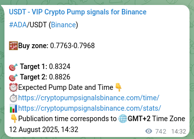 Strategy confirmation: ADA pump signal methodology on Binance, 13 August 2025, 11:08