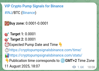 Trading signal proof: INJ pump from Binance, 13 August 2025, 15:36 Trading evidence: INJ signal performance on Binance, 13 August 2025, 15:36