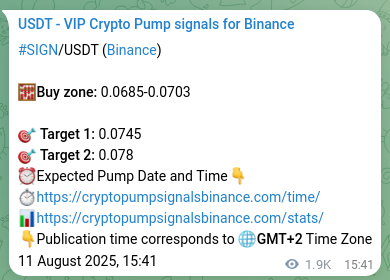 Market signal verification: SIGN on Binance at 13 August 2025, 19:06