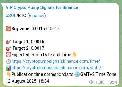 Crypto market signal proof: SOL pump on Binance, 14 August 2025, 06:26 Pump validation: SOL signal confirmation on Binance, 14 August 2025, 06:26