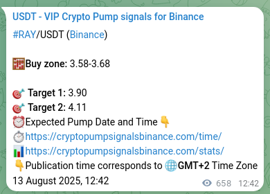Crypto trading signal confirmation: RAY pump on Binance, 14 August 2025, 06:57