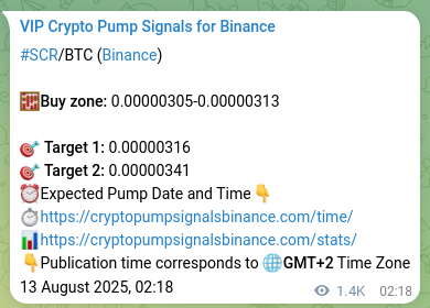 View the proof of SCR pump signal on Binance at 14 August 2025, 17:39 Trading accuracy: SCR signal validation on Binance, 14 August 2025, 17:39