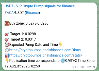 ACA pump signal confirmation from Binance, timestamp: 15 August 2025, 16:24