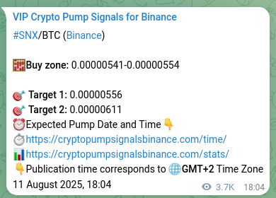 Crypto market signal proof: SNX pump on Binance, 16 August 2025, 00:52