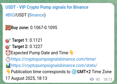Binance trading signal confirmation for BIO pump, 17 August 2025, 20:43