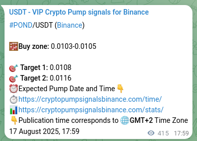 Check out the Binance pump signal proof for POND on 18 August 2025, 05:30 Binance pump signal proof for POND on 18 August 2025, 05:30