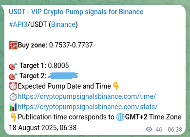 Crypto pump signal proof: Verify API3 on Binance, 18 August 2025, 07:54 Crypto pump signal proof: API3 on Binance, 18 August 2025, 07:54