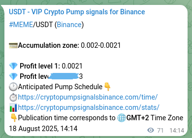 Confirm the trading signal for MEME pump on Binance at 18 August 2025, 16:12 Trading signal confirmation: MEME pump on Binance at 18 August 2025, 16:12