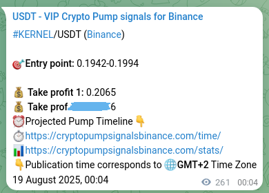 Signal verification: KERNEL pump on Binance at 19 August 2025, 07:17