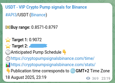 Binance exchange signal proof for API3, 19 August 2025, 09:32