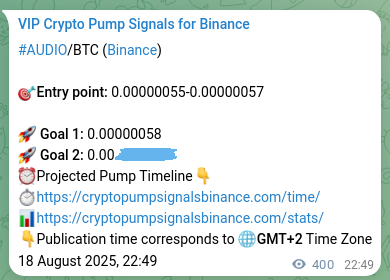 Signal verification: Confirm AUDIO pump on Binance at 19 August 2025, 09:56 Binance trading signal proof for AUDIO pump, 19 August 2025, 09:56