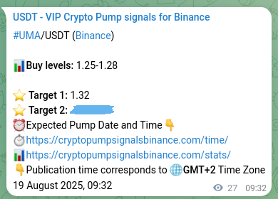Binance signal verification for UMA pump, 19 August 2025, 10:16