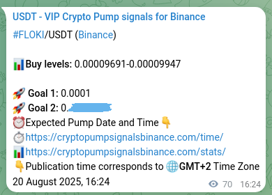 FLOKI pump signal confirmation from Binance, timestamp: 20 August 2025, 18:17