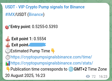 Authenticated IMX pump signal on Binance, 20 August 2025, 18:21