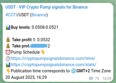 Trading signal confirmation: COTI pump on Binance at 20 August 2025, 18:30