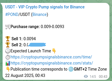 Signal verification: POND pump on Binance at 22 August 2025, 04:46