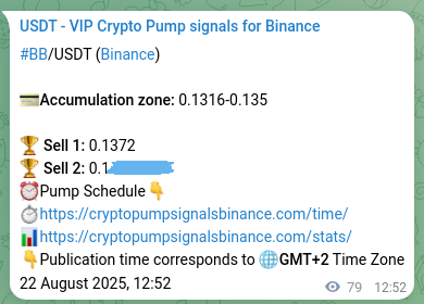 Live proof of BB pump signal on Binance, 22 August 2025, 15:04