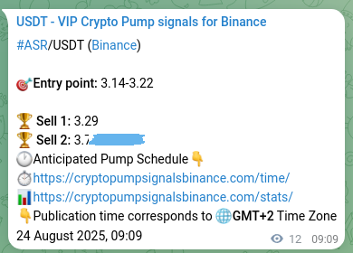 Crypto signal proof: ASR pump on Binance, 24 August 2025, 09:27