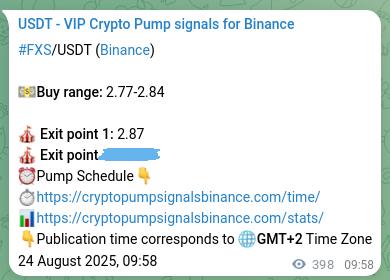 Crypto market signal confirmation: FXS pump on Binance, 24 August 2025, 21:02