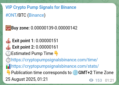 Real-time proof of ONT pump signal on Binance, 25 August 2025, 05:36 Binance trading signal proof for ONT pump, 25 August 2025, 05:36