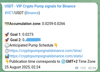 Verify the crypto signal proof for VET on Binance, 25 August 2025, 06:09 Crypto signal proof: VET pump on Binance, 25 August 2025, 06:09