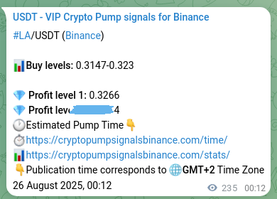 View the market signal proof for LA pump from Binance, 26 August 2025, 06:42 Market signal proof: LA pump from Binance, 26 August 2025, 06:42