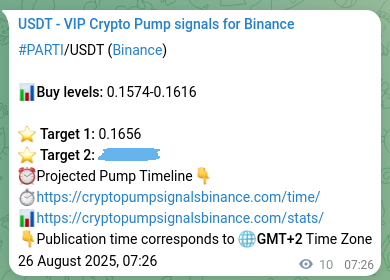 Access the Binance pump signal verification for PARTI at 26 August 2025, 07:41 Binance pump signal verification for PARTI at 26 August 2025, 07:41
