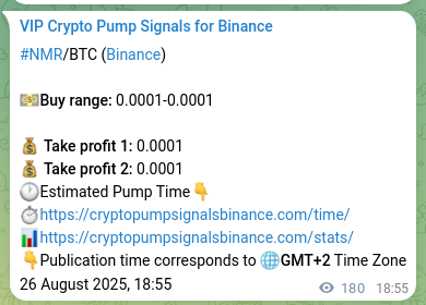 Signal documentation: Evidence of NMR pump on Binance, 26 August 2025, 23:54 Authenticated proof of NMR's pump signal on Binance at 26 August 2025, 23:54