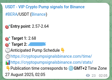 Signal verification: Confirm BERA pump on Binance at 27 August 2025, 02:40 Signal verification: BERA pump on Binance at 27 August 2025, 02:40