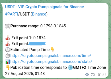 Crypto market signal proof: PARTI pump on Binance, 27 August 2025, 03:37 Crypto market signal proof: PARTI pump on Binance, 27 August 2025, 03:37