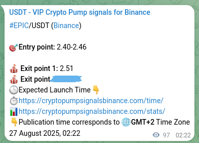 Binance exchange signal proof for EPIC, 27 August 2025, 05:03 Binance exchange signal proof for EPIC, 27 August 2025, 05:03