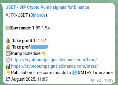 Authenticate the signal for JTO pump on Binance at 27 August 2025, 13:38 Signal authentication: JTO pump on Binance at 27 August 2025, 13:38