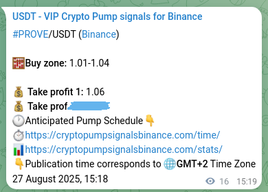Confirm the crypto trading signal for PROVE pump on Binance, 27 August 2025, 15:43 Crypto trading signal confirmation: PROVE pump on Binance, 27 August 2025, 15:43