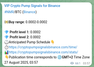 Binance exchange signal proof for NMR, 27 August 2025, 22:19 Real-time proof of NMR pump signal on Binance, 27 August 2025, 22:19