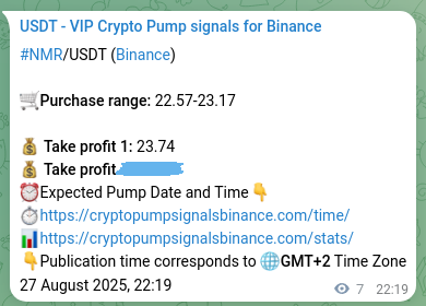 View the signal verification for NMR on Binance, 27 August 2025, 22:31 NMR signal verification on Binance, 27 August 2025, 22:31