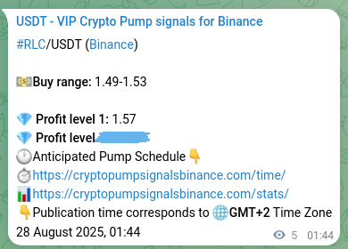 Crypto pump signal proof: Verify RLC on Binance, 28 August 2025, 01:51 Crypto pump signal proof: RLC on Binance, 28 August 2025, 01:51