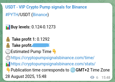 Authenticate the signal for PYTH pump on Binance at 28 August 2025, 15:56 Signal authentication: PYTH pump on Binance at 28 August 2025, 15:56
