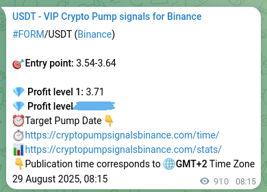 Crypto pump signal analytics for FORM on Binance, 30 August 2025, 09:31 Crypto pump signal analytics for FORM on Binance, 30 August 2025, 09:31