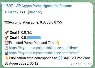 See the verification image for CHESS pump signal on Binance at 30 August 2025, 09:46 Verification image for CHESS pump signal on Binance at 30 August 2025, 09:46
