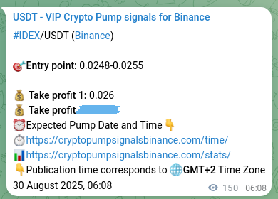 Verify the crypto signal proof for IDEX on Binance, 30 August 2025, 10:17 Crypto signal proof: IDEX pump on Binance, 30 August 2025, 10:17