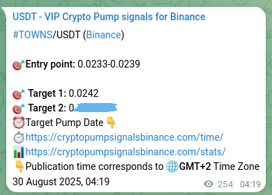 Confirm the trading signal for TOWNS pump on Binance at 30 August 2025, 11:21 Trading signal confirmation: TOWNS pump on Binance at 30 August 2025, 11:21