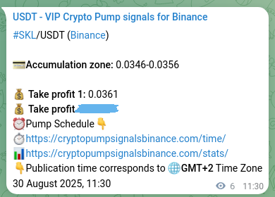 Explore the crypto trading signal verification for SKL pump on Binance, 30 August 2025, 11:40 Crypto trading signal verification: SKL pump on Binance, 30 August 2025, 11:40