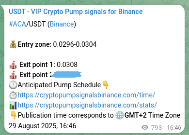 View the signal proof for ACA pump on Binance at 30 August 2025, 14:46 Signal proof for ACA pump on Binance at 30 August 2025, 14:46