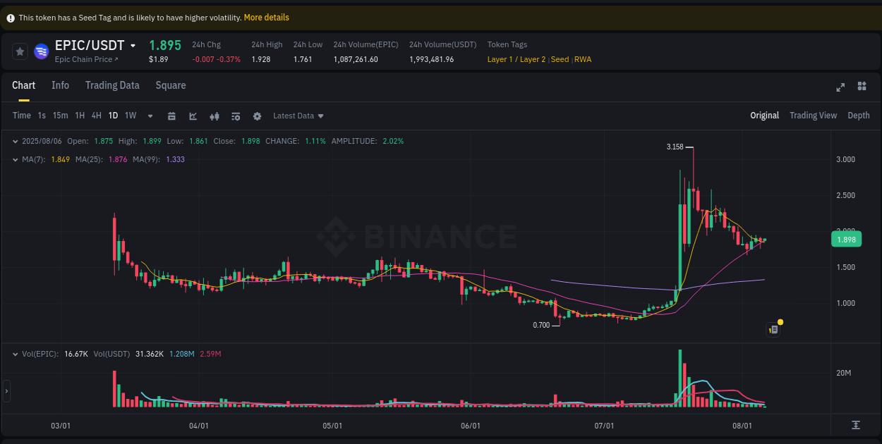 Crypto trading report: EPIC pump on Binance, 06 August 2025, 02:09 Crypto trading report: EPIC pump on Binance, 06 August 2025, 02:09