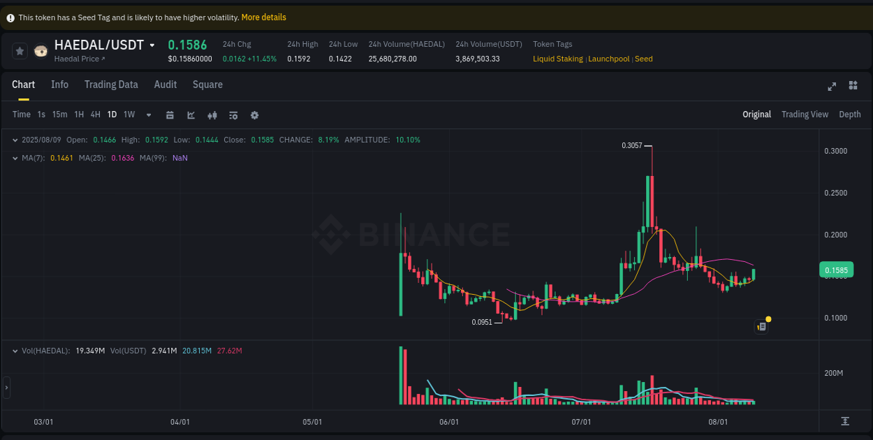 Optimize risk exposure: HAEDAL trading assessment on Binance, 09 August 2025, 17:42 Risk management: HAEDAL trading analysis on Binance, 09 August 2025, 17:42
