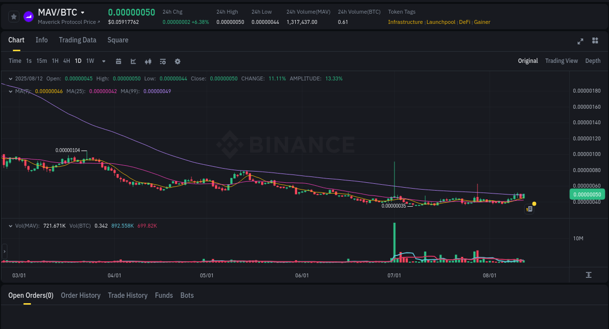 Market analysis: Understand MAV pump on Binance at 12 August 2025, 12:07 Trading performance: MAV pump analysis on Binance, 12 August 2025, 12:07
