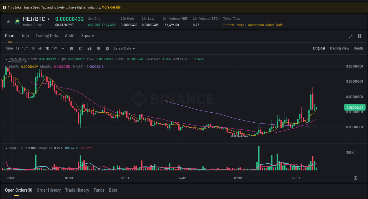 Momentum study: HEI bullish wave on Binance, 12 August 2025, 12:56 Market flow: HEI trading pump on Binance, 12 August 2025, 12:56