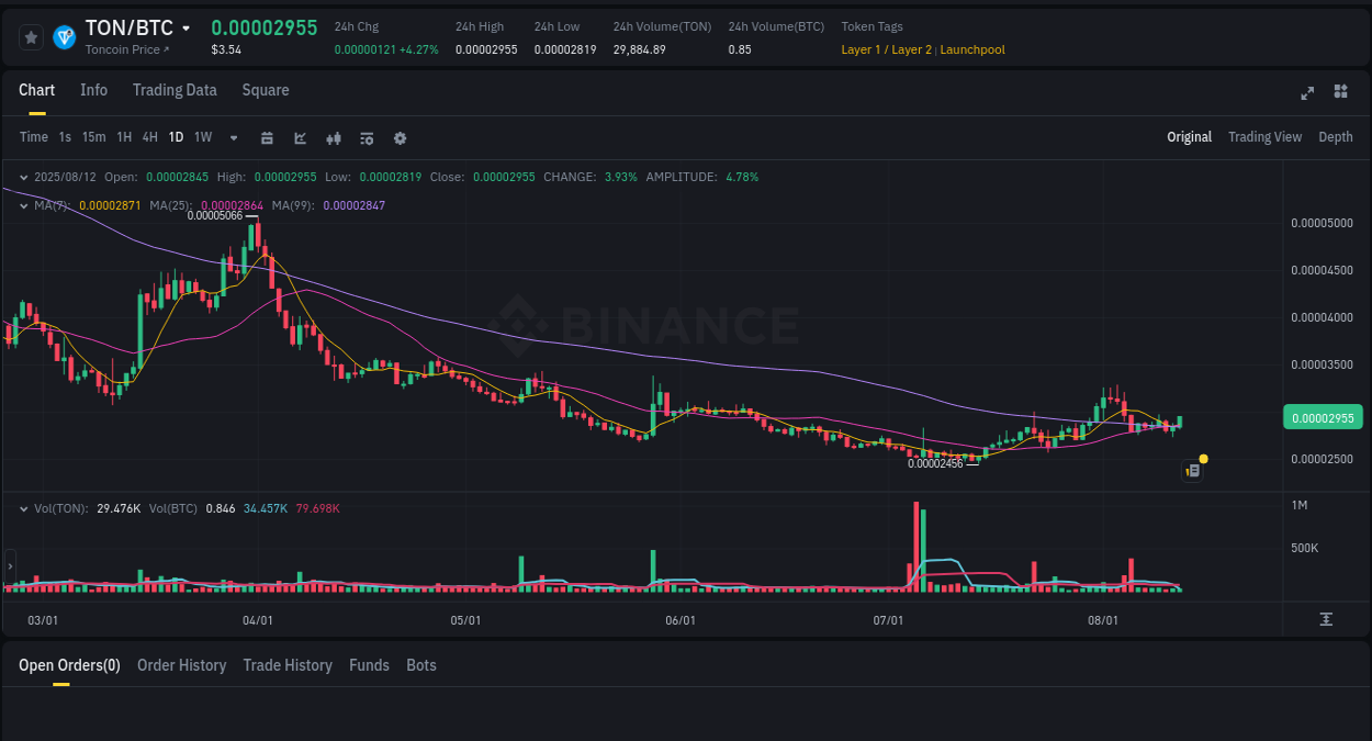 Detailed insights into TON's pump on Binance at 12 August 2025, 23:39 Market intelligence: TON breakout on Binance, 12 August 2025, 23:39