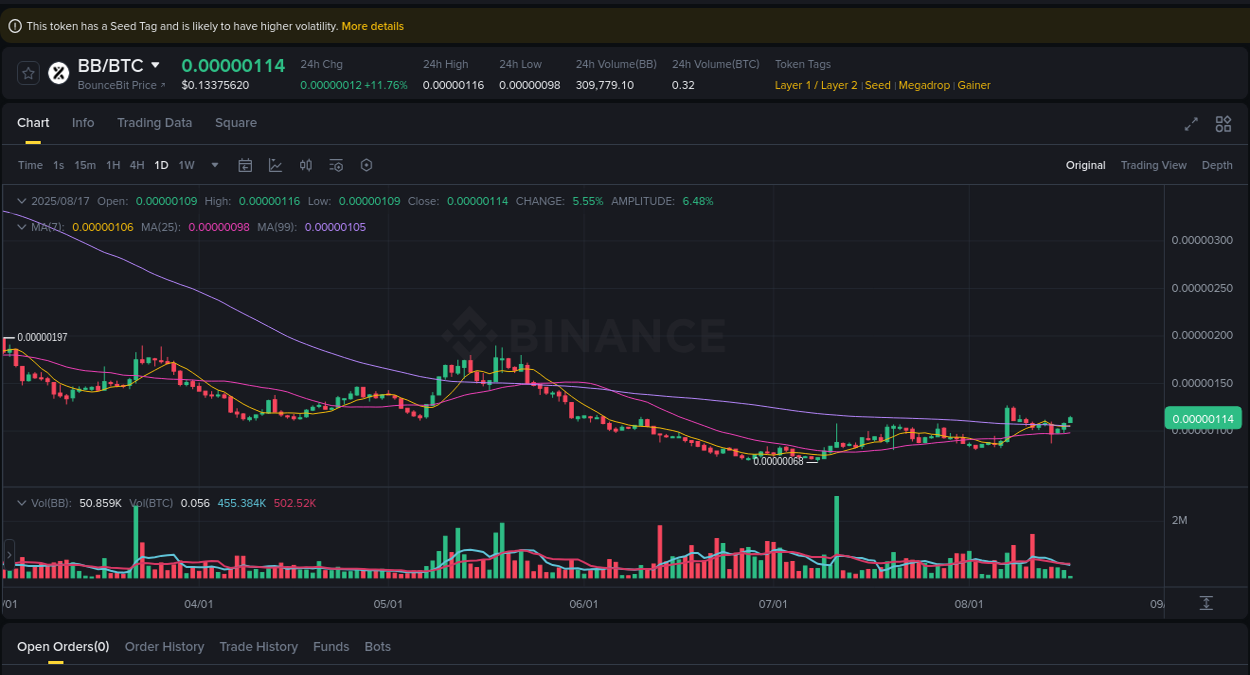 BB price surge report from Binance, timestamp: 17 August 2025, 02:19