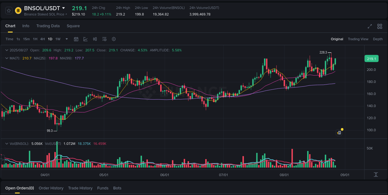 Discover the Binance pump data for BNSOL at 27 August 2025, 06:13 Binance pump overview for BNSOL, captured at 27 August 2025, 06:13